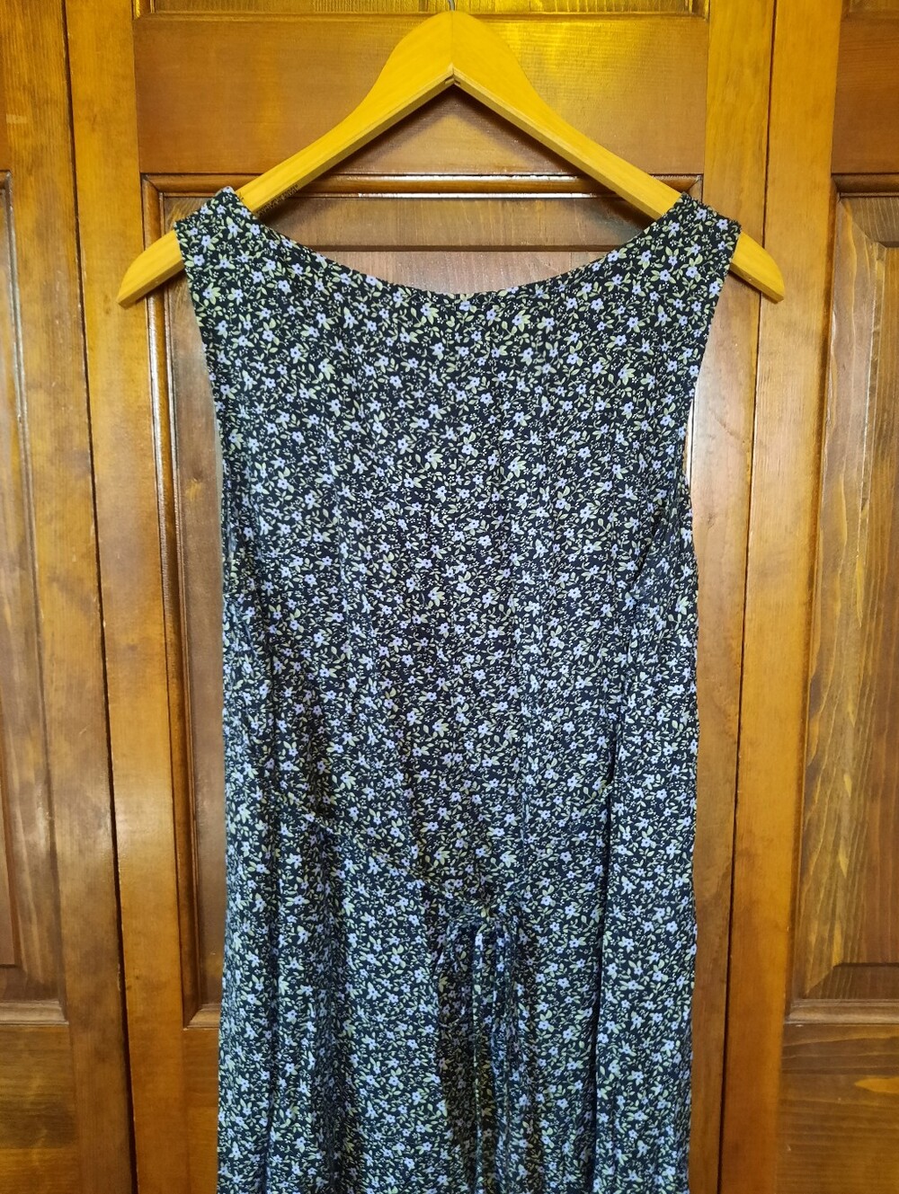 Vintage 90s Teddi Dresses Black Ditzy Floral Sleeveless Tank Maxi Dress Size 12 - Picture 9 of 11